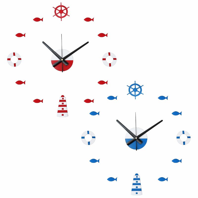 Akryyli Välimeren Tyylinen Tee-se-itse-seinäkello Poiju Pieni Kalakello Tee-se-itse Mykistetty Seinäkello