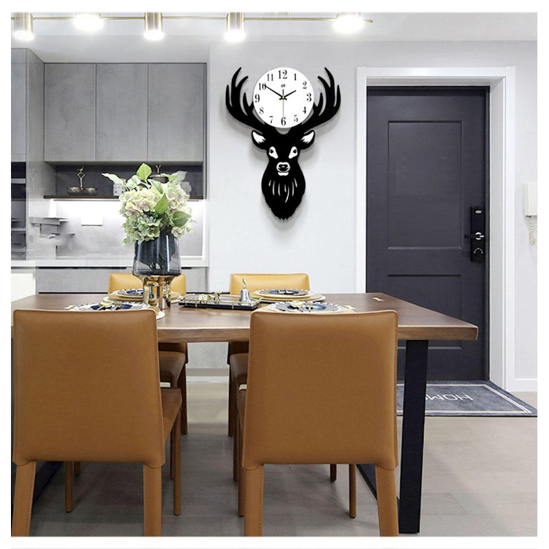 Deer Head Seinäkello Tiheys Puukuitulevy Koti Olohuone Nordic Minimalist