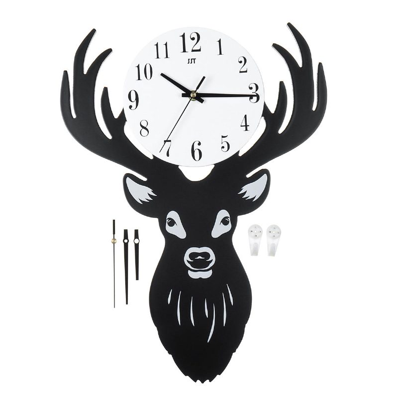 Deer Head Seinäkello Tiheys Puukuitulevy Koti Olohuone Nordic Minimalist