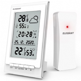 Elegiant Eox-9901 Elektroninen Lämpömittari Kosteusmittari Monitoiminen Langaton Hd-lasinen Sääaseman Herätyskello