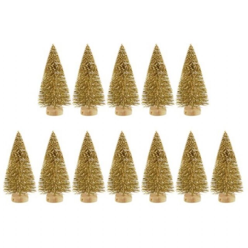 12 Kpl Mini Joulukuusi Sisal Silkki Cedar Decor Pieni Kulta Hopea Sininen Vihreä Valkoinen