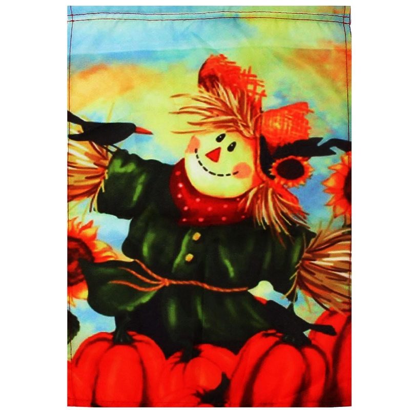 12" X 18" Syksyinen Musta Varis Kurpitsa Scarecrow & Sunflower Fall Garden Lippukoristeet