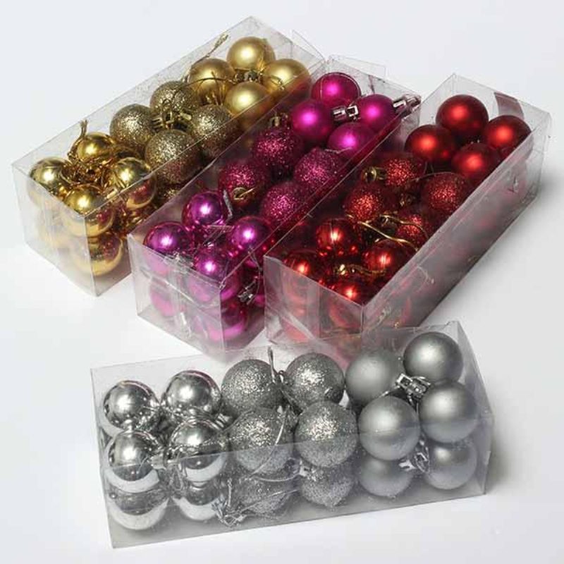 24 Kpl Joulukuusikoristeita Joulun Glitter Balls -ornamentti