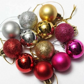 24 Kpl Joulukuusikoristeita Joulun Glitter Balls -ornamentti