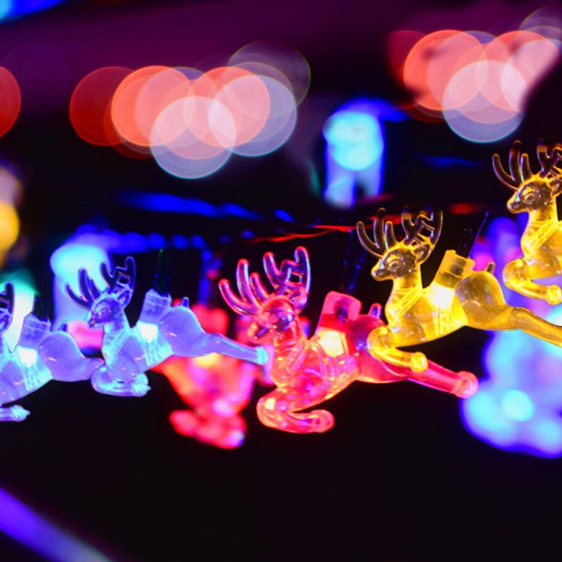 Aurinkoenergia 20/30/50 Led Deer Fairy String Light Joulujuhlapuutarha Ulkosisustuslamppu