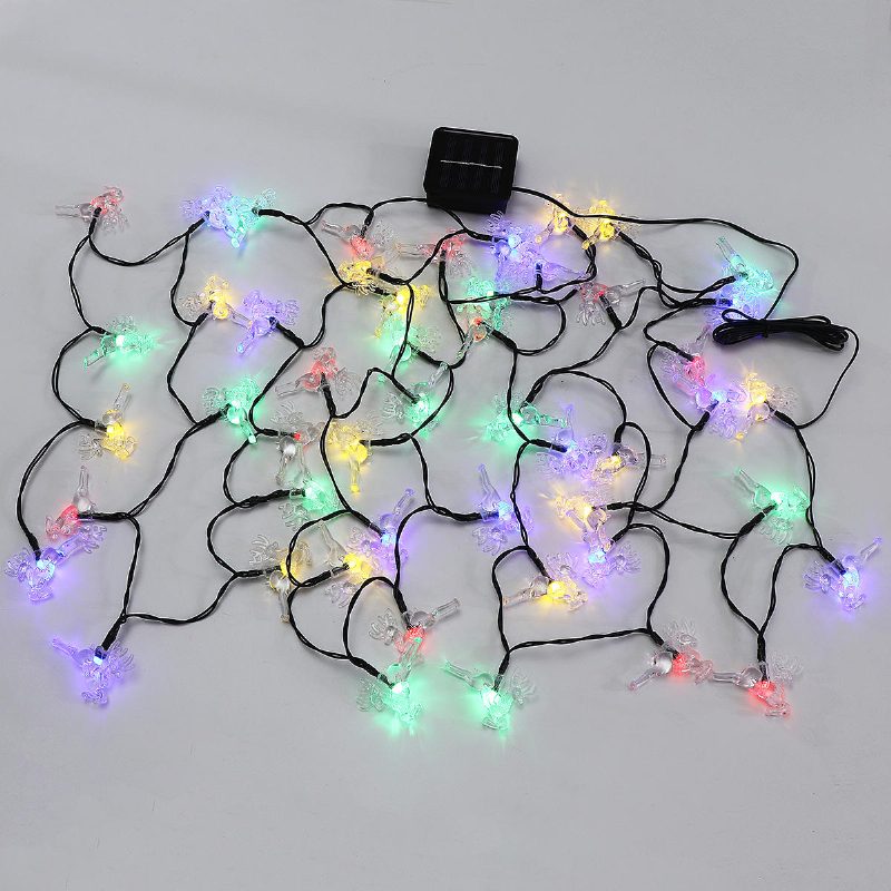 Aurinkoenergia 20/30/50 Led Deer Fairy String Light Joulujuhlapuutarha Ulkosisustuslamppu