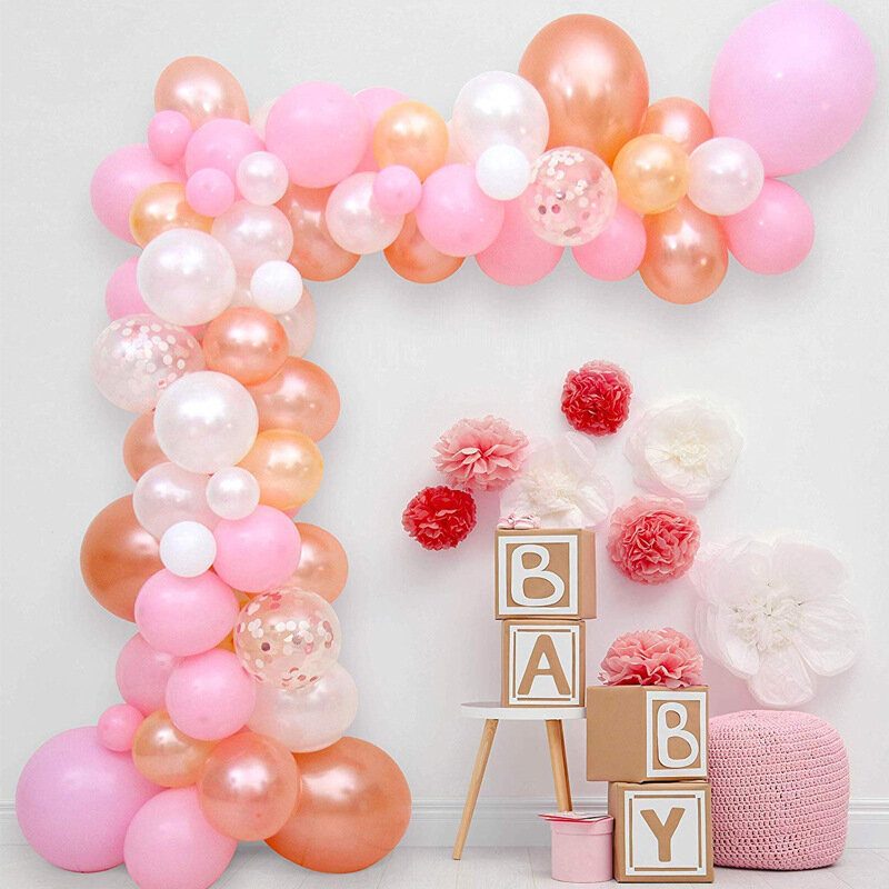 Balloon Arch Garland Set Rose Gold White Confetti Ilmapallosetti Hääjuhliin