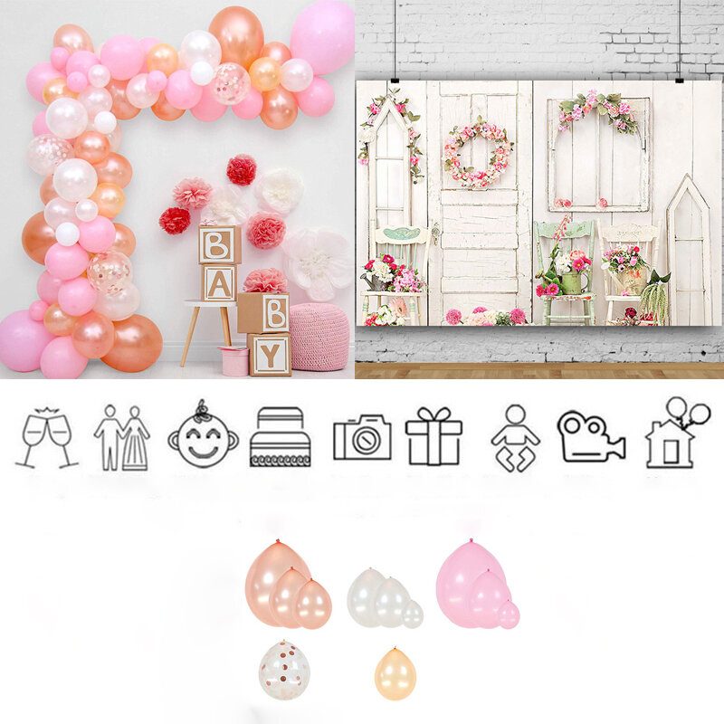 Balloon Arch Garland Set Rose Gold White Confetti Ilmapallosetti Hääjuhliin