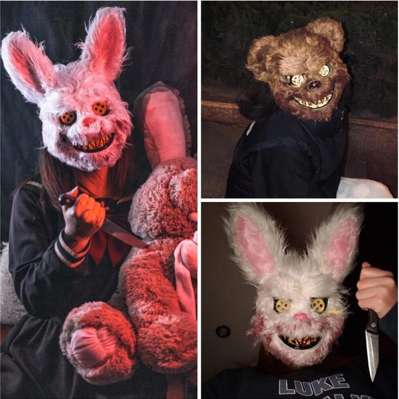 Bloody Killer Rabbit Bear Mask Scary Halloween Pehmo Cosplay Horror