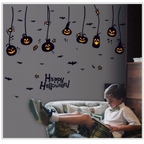 Halloween Vedenpitävät Pvc-seinätarrat Goottilainen Kurpitsan Lyhty Noitakuvio Diy-kodin Lastenhuoneen Sisustus