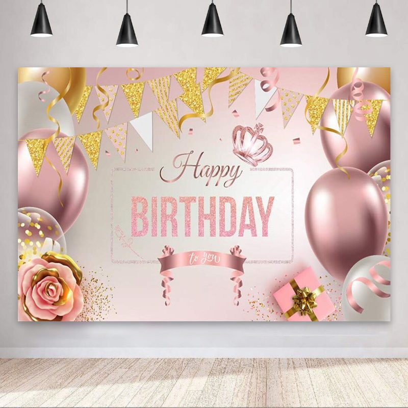 Happy Birthday Decorations Banner Suuri Ruusukulta Ilmapallo Taustateemajuliste