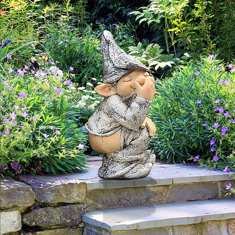 Resin Funny Naughty Garden Gnome Nurmikon Sisä- Tai Ulkokoristeisiin