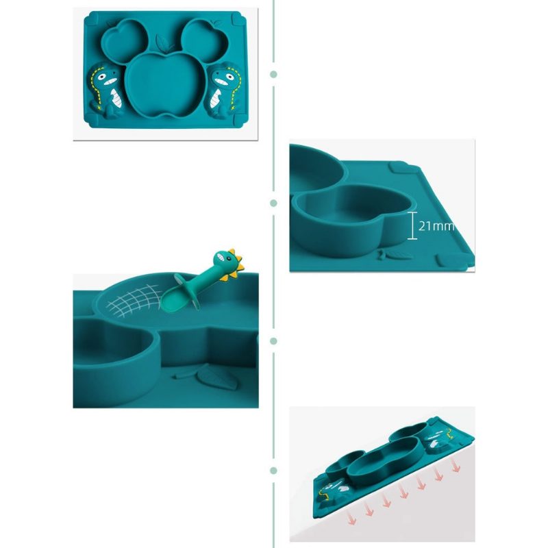 Vauvan Ruokinta Silikonikulho Dinosauruksen Sarjakuvasarja 3 Kpl/setti
