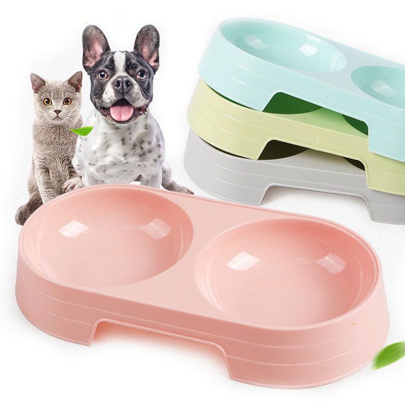 Double Pets Bowl Water Food Feeder Kevyt Astiansyöttölaite