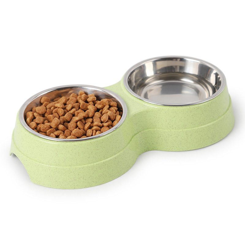 Double Pets Bowl Water Food Feeder Ruostumattomasta Teräksestä Valmistettu Astiansyöttölaite