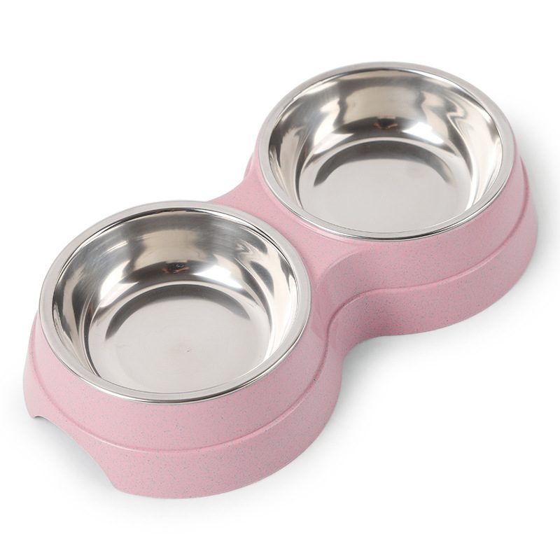 Double Pets Bowl Water Food Feeder Ruostumattomasta Teräksestä Valmistettu Astiansyöttölaite