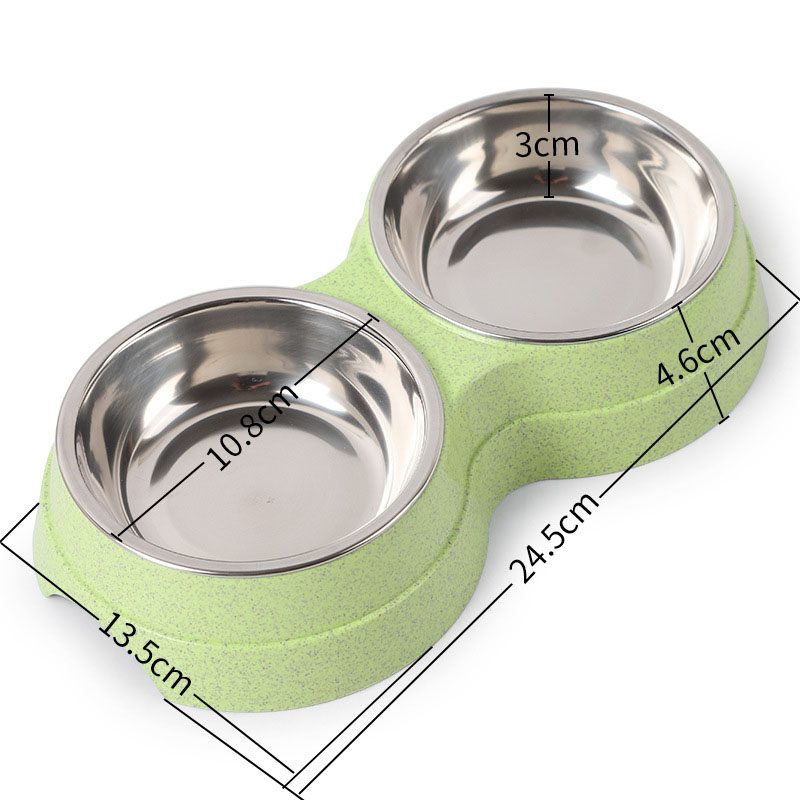 Double Pets Bowl Water Food Feeder Ruostumattomasta Teräksestä Valmistettu Astiansyöttölaite