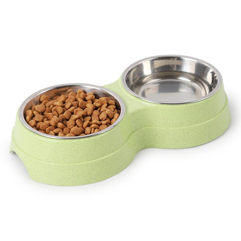 Double Pets Bowl Water Food Feeder Ruostumattomasta Teräksestä Valmistettu Astiansyöttölaite