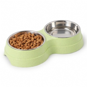 Double Pets Bowl Water Food Feeder Ruostumattomasta Teräksestä Valmistettu Astiansyöttölaite