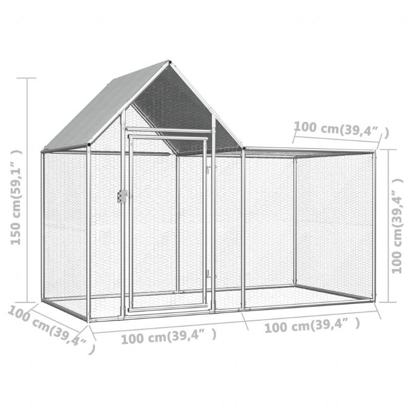 Eu Direct Vidaxl 144553 Outdoor Chicken Coop 2x1x1.5 M Sinkitystä Teräksestä Talon Häkki Taitettava Koiranpentu Kissat Nukkumismetallinen Leikkikehä Harjoitus Vuodekaukalo Lemmikkitarvikkeita