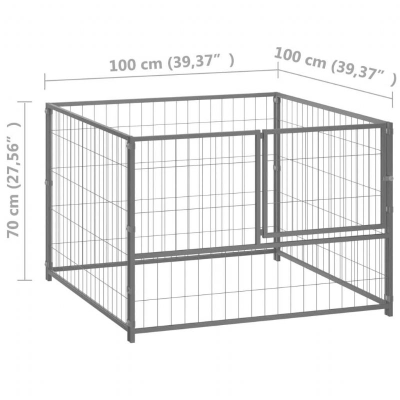 Eu Direct Vidaxl 150792 Outdoor Dog Kennel Hopea 100x100x70 cm Terästalohäkki Taitettava Koiranpentu Kissat Nukkumismetallinen Leikkikehä Harjoitus Vuodepeti Lemmikkitarvikkeet