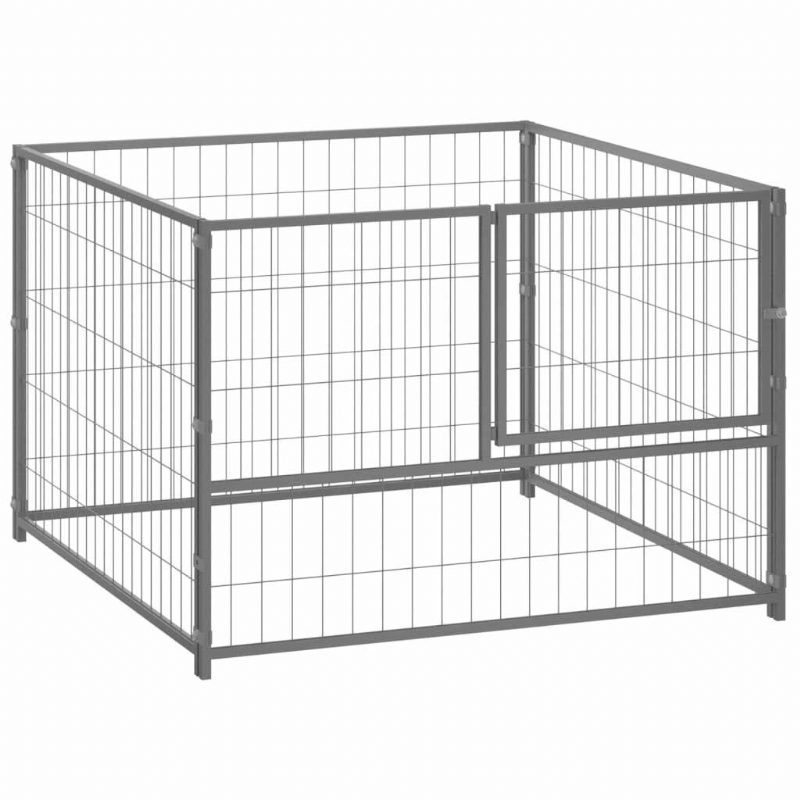 Eu Direct Vidaxl 150792 Outdoor Dog Kennel Hopea 100x100x70 cm Terästalohäkki Taitettava Koiranpentu Kissat Nukkumismetallinen Leikkikehä Harjoitus Vuodepeti Lemmikkitarvikkeet