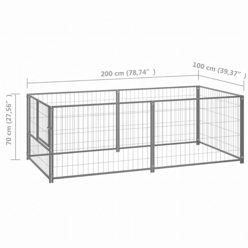 Eu Direct Vidaxl 150793 Outdoor Dog Kennel Hopea 200x100x70 cm Terästalo Häkki Kokoontaitettava Koiranpentu Kissat Unimetallileikkikehä Harjoitus Vuodekaukalo Lemmikkitarvikkeita