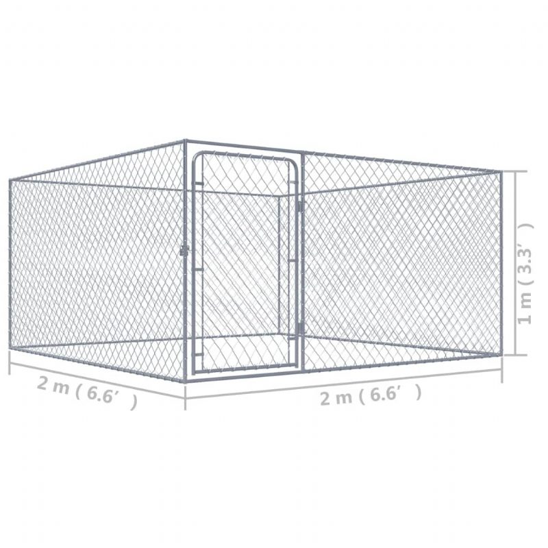 Eu Direct Vidaxl 170819 Outdoor Dog Kennel Galvanoitu Teräs 2x2x1 M Talohäkki Taitettava Koiranpentu Kissat Nukkumaan Metalli Leikkikehä Harjoitus Vuodekaukalo Lemmikkitarvikkeet