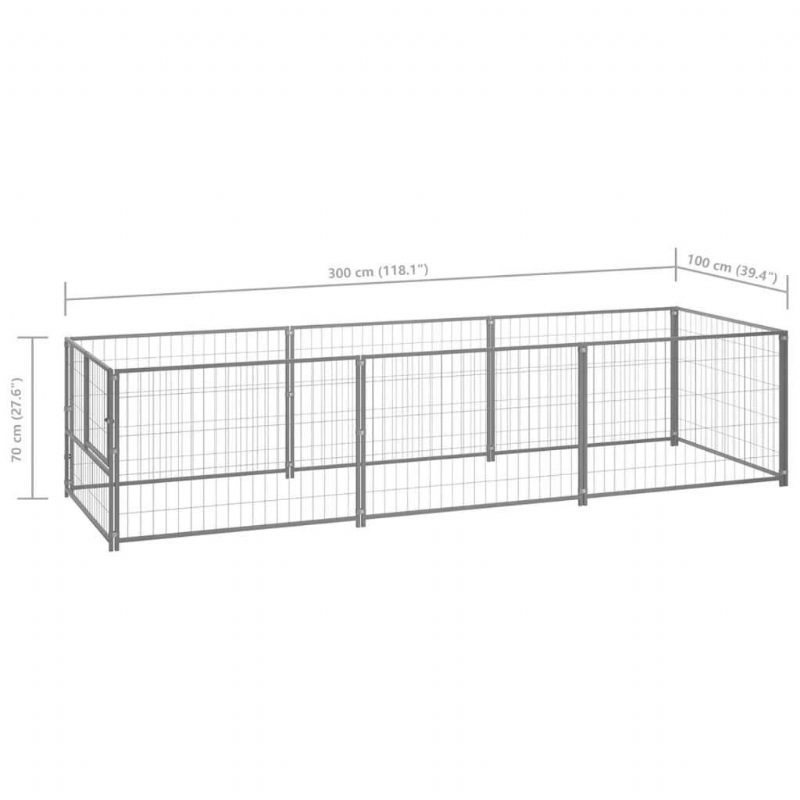 Eu Direct Vidaxl 3082101 Outdoor Dog Kennel Hopea 3 M² Terästalo Häkki Kokoontaitettava Koiranpentu Kissat Nukkuvat Metallinen Leikkikehä Harjoitus Vuodekaukalo Lemmikkitarvikkeita