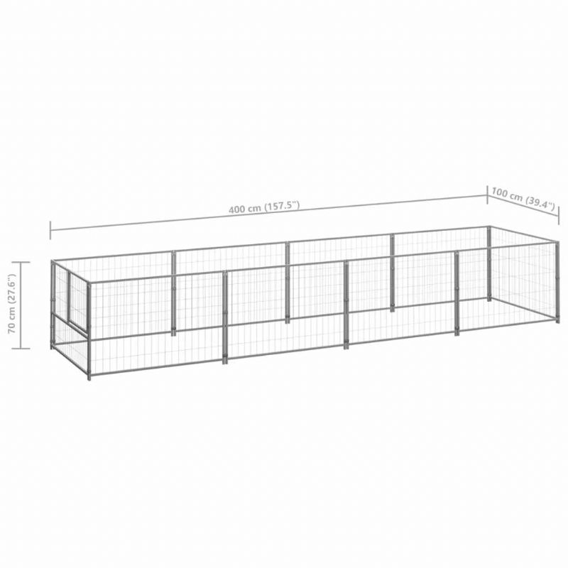 Eu Direct Vidaxl 3082102 Outdoor Dog Kennel Hopea 4 M² Terästalo Häkki Kokoontaitettava Koiranpentu Kissat Nukkuvat Metallinen Leikkikehä Harjoitus Vuodekaukalo Lemmikkitarvikkeita