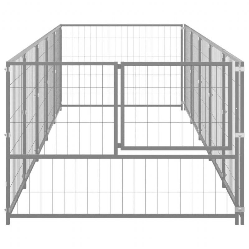 Eu Direct Vidaxl 3082103 Outdoor Dog Kennel Hopea 5 M² Terästalo Häkki Kokoontaitettava Koiranpentu Kissat Nukkuvat Metallinen Leikkikehä Harjoitus Vuodekaukalo Lemmikkitarvikkeita