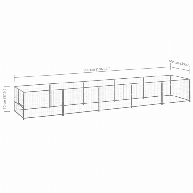 Eu Direct Vidaxl 3082103 Outdoor Dog Kennel Hopea 5 M² Terästalo Häkki Kokoontaitettava Koiranpentu Kissat Nukkuvat Metallinen Leikkikehä Harjoitus Vuodekaukalo Lemmikkitarvikkeita