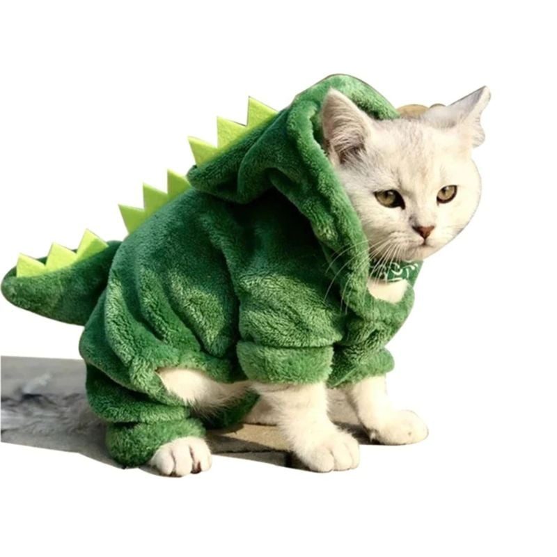 Kissa Dinosaur Costume Lämmin Pehmohuppari