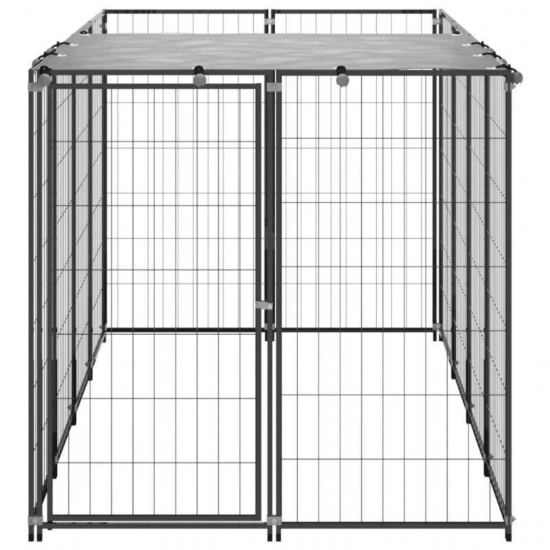 Koirakennel Musta 26 Ft² Terästä