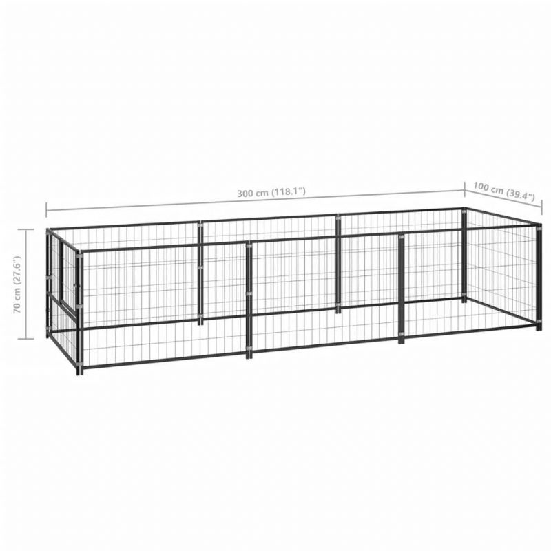 Koirakennel Musta 32.3 Ft² Terästä