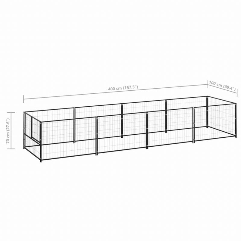 Koirakennel Musta 43.1 Ft² Terästä