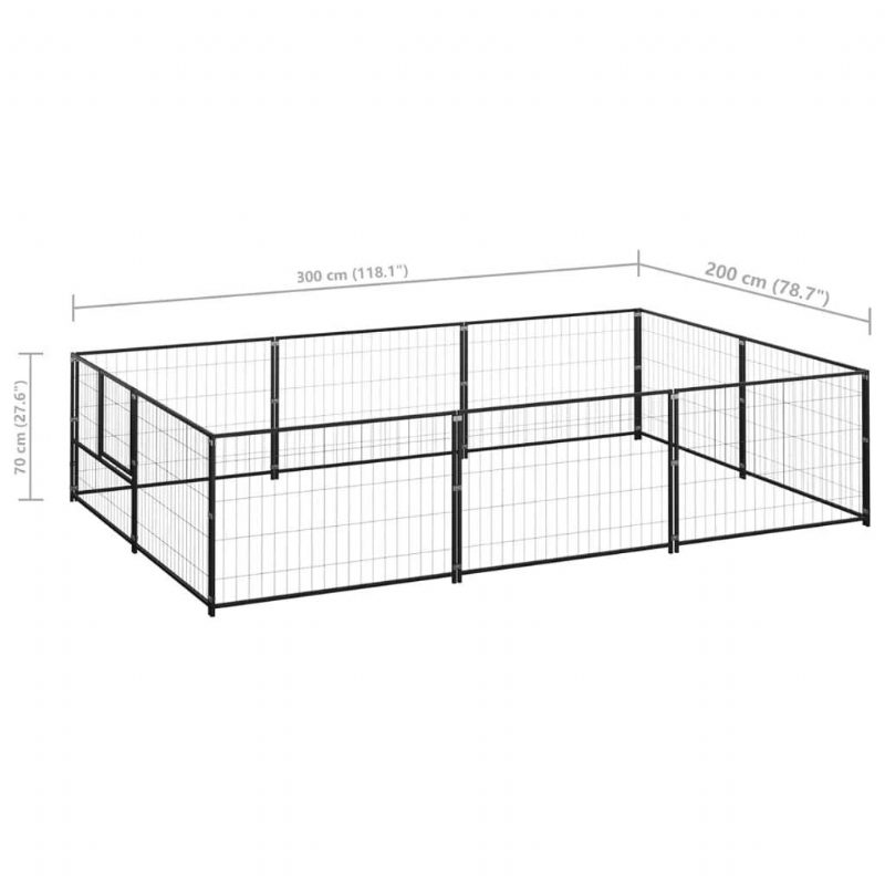 Koirakennel Musta 64.6 Ft² Terästä