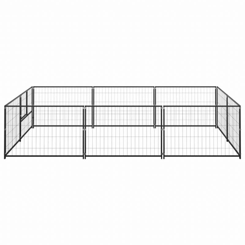 Koirakennel Musta 64.6 Ft² Terästä