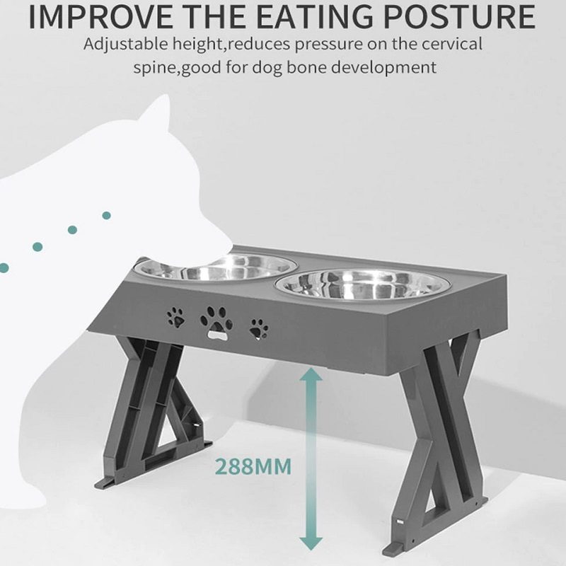 Koiran Kaksikulhoinen Irrotettava Liukumaton Säädettävä Korkeuspöytä