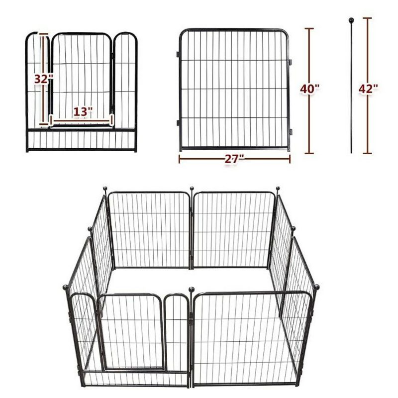 Pawgiant Koiran Kynä 8 Paneelia 40" Korkeus Asuntoauton Aita Ulkona Leikkikehät Harjoituskynä Koirille Metallisuojat Design Tangot Taitettava Este Ovella