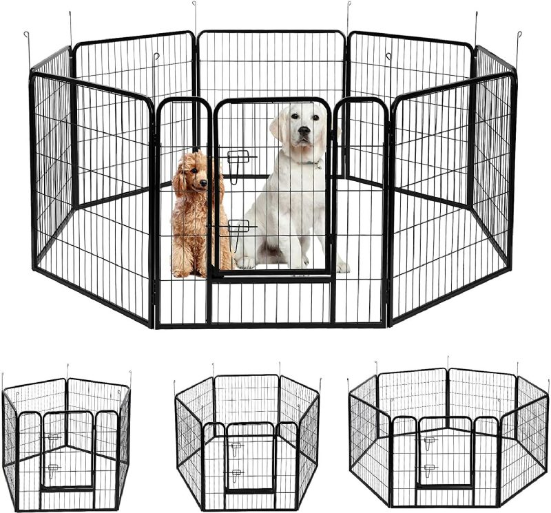 Pawgiant Koiran Kynä 8 Paneelia 40" Korkeus Asuntoauton Aita Ulkona Leikkikehät Harjoituskynä Koirille Metallisuojat Design Tangot Taitettava Este Ovella