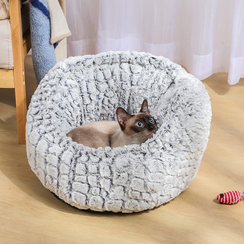 Pet Cat Bed Super Pehmeä Lämmin Pyöreä Cute Dog Nest Kennel