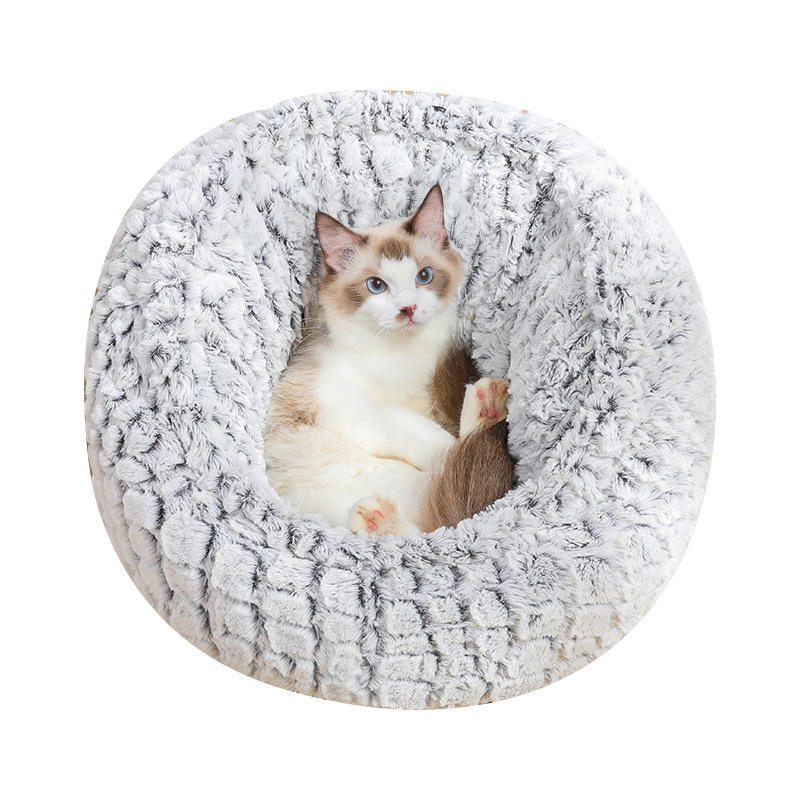 Pet Cat Bed Super Pehmeä Lämmin Pyöreä Cute Dog Nest Kennel