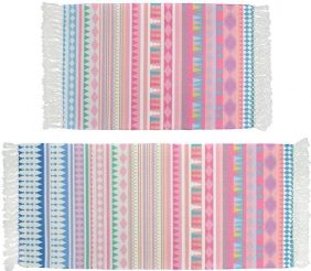 2kpl Puuvillaiset Mattosarjat Boho Stripe -painetut Tupsut Ovimatto Käsinkudotut Ulkona Juoksumattot Pestävä Punottu Matto Keittiön Eteiseen Kylpyhuoneen Pesuhuone 2'x3'+2'x4.3'