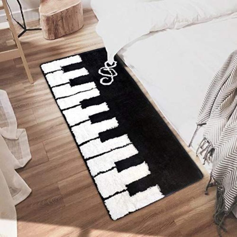 Musta Piano Keyboard Musiikkimatto Kodinsisustus Pestävä Lattiamatto Olohuoneen Lattia 2ftx3ft