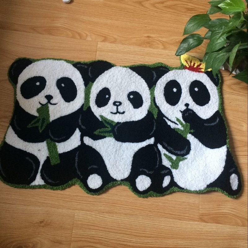 Pandas-matto Käsintehdyt Matot Liukumattomat Lattiamatot Kylpyhuoneen Eläinmatto Lapsille Pieni 19"x31"