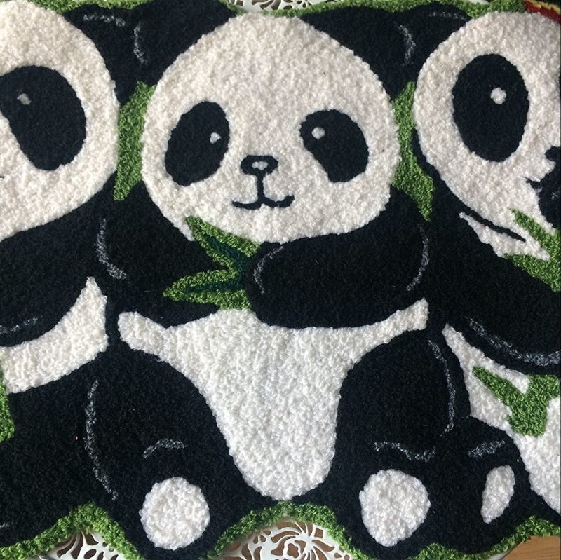 Pandas-matto Käsintehdyt Matot Liukumattomat Lattiamatot Kylpyhuoneen Eläinmatto Lapsille Pieni 19"x31"