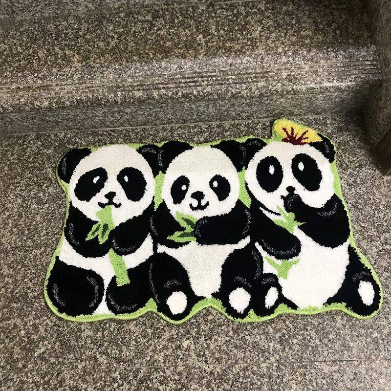 Pandas-matto Käsintehdyt Matot Liukumattomat Lattiamatot Kylpyhuoneen Eläinmatto Lapsille Pieni 19"x31"