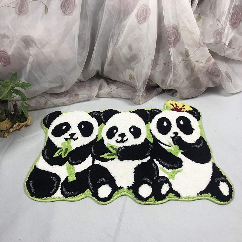 Pandas-matto Käsintehdyt Matot Liukumattomat Lattiamatot Kylpyhuoneen Eläinmatto Lapsille Pieni 19"x31"