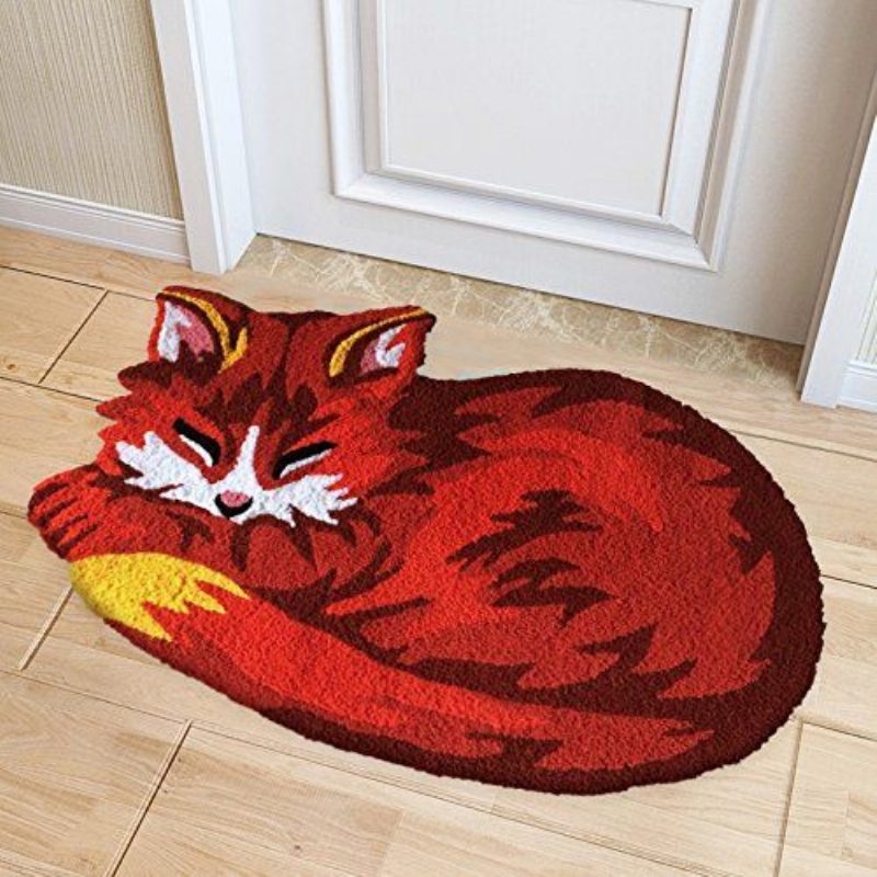 Red Sleeping Fox -muotoinen Matto Liukumaton Ovimatto Pestävä 20 X 31.5 Tuumaa